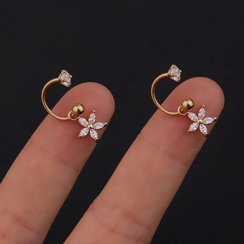 BloomMint Stainless Steel Mini CZ Drop Earring Women - Image 1